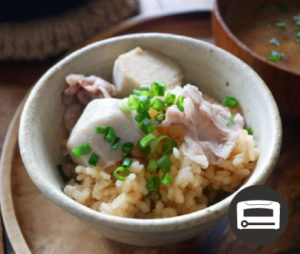 里芋と豚バラの炊き込みご飯